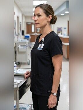 Uniform Advantage Easy Stretch Medical Scrub Top & Pants Black Size L NWT